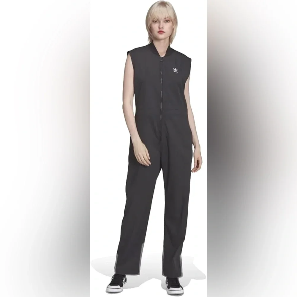 Adidas Black Zip-Up sleeveless jumpsuit with Logo - Picture 8 of 9